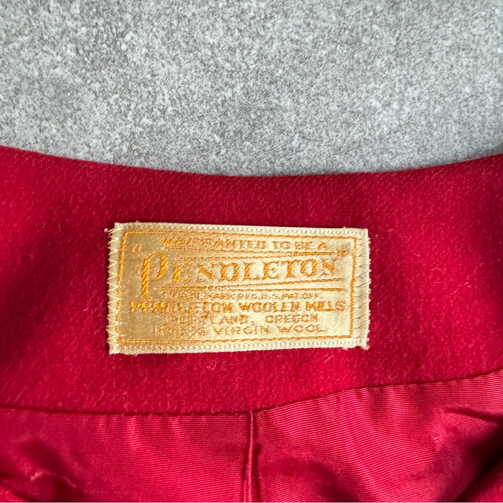 Red Pendleton Button Down 100% Wool Blazer Jacket… - image 2
